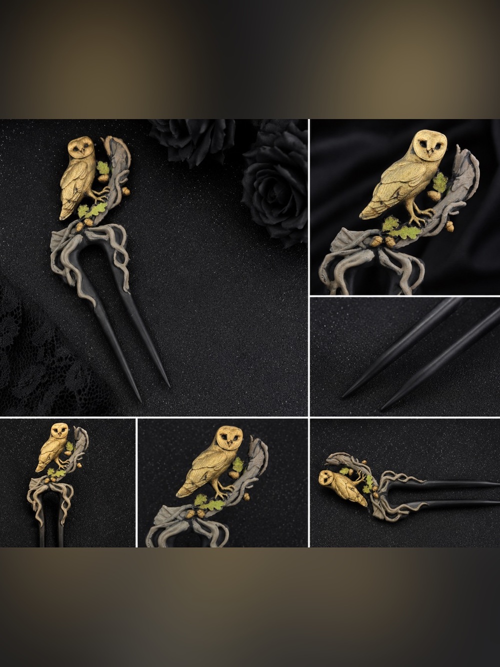 Owl Hair Fork | Woodland Owl Hair Stick - Picture 2 of 5